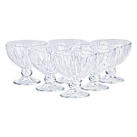 Креманка на ніжці скляна прозора 250 (мл) набір креманок 6 штук для салатів, десертів, желе HP520