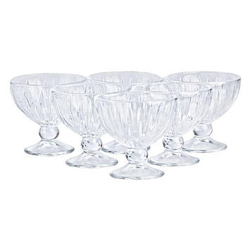 Креманка на ніжці скляна прозора 250 (мл) набір креманок 6 штук для салатів, десертів, желе HP520