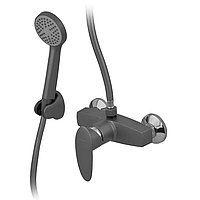 Змішувач для душової кабіни Plamix CEZAR-003 SET Graphite, зі шлангом, лійкою та кронштейном (PM0689)