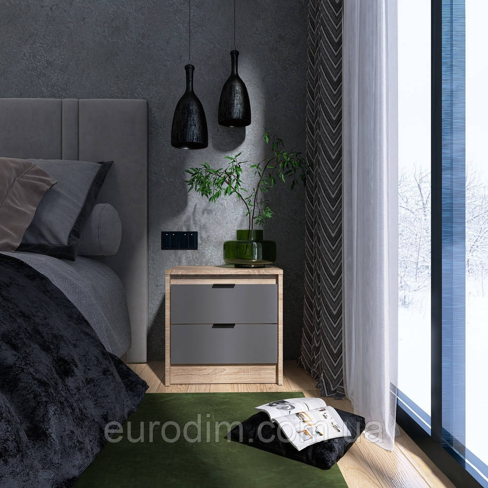 Тумба приліжкова Еверест Сіті-450 45,2х38х44,2 см Дуб сонома/Графіт (DTM-071089)
