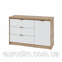 Комод із дверима та 3-ма шухлядами Еверест Сіті-1150 115,2х38х74,6 Дуб сонома/Білий (DTM-071100), фото 3