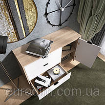 Комод із дверима та 3-ма шухлядами Еверест Сіті-1150 115,2х38х74,6 Дуб сонома/Білий (DTM-071100), фото 5