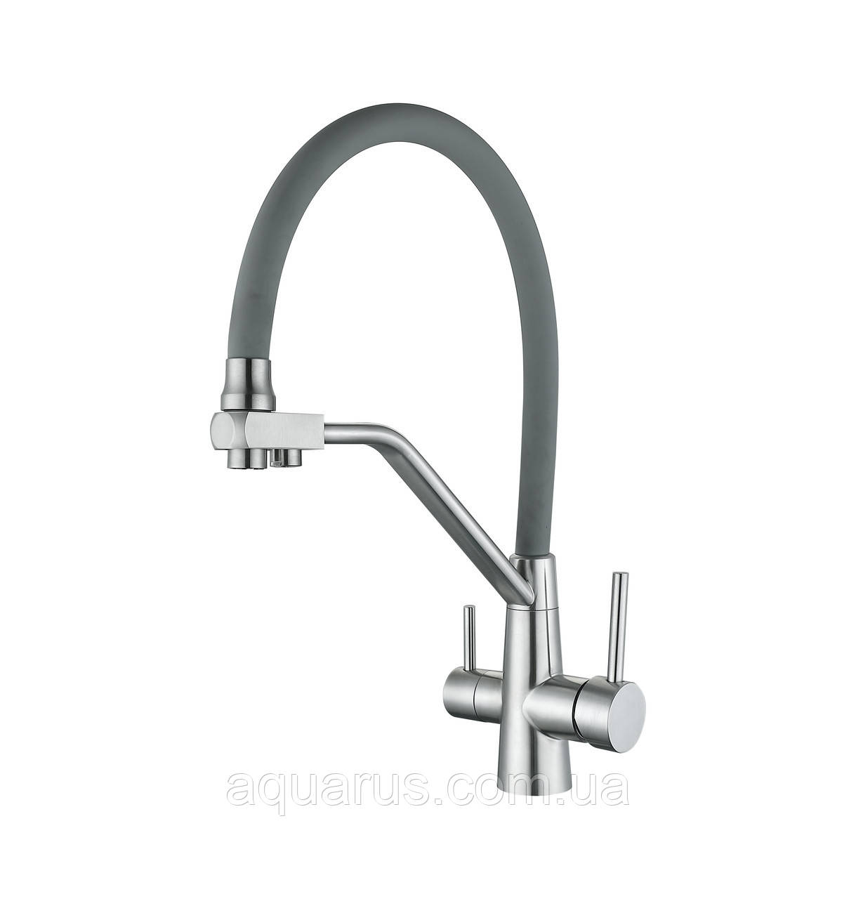 Змішувач для кухні на дві води WEZER INX4A-08, нерж. сталь