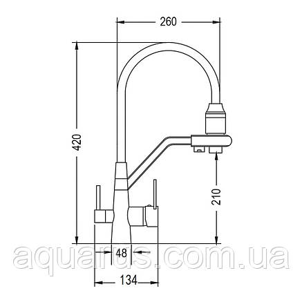 Змішувач для кухні на дві води WEZER INX4A-08, нерж. сталь, фото 2
