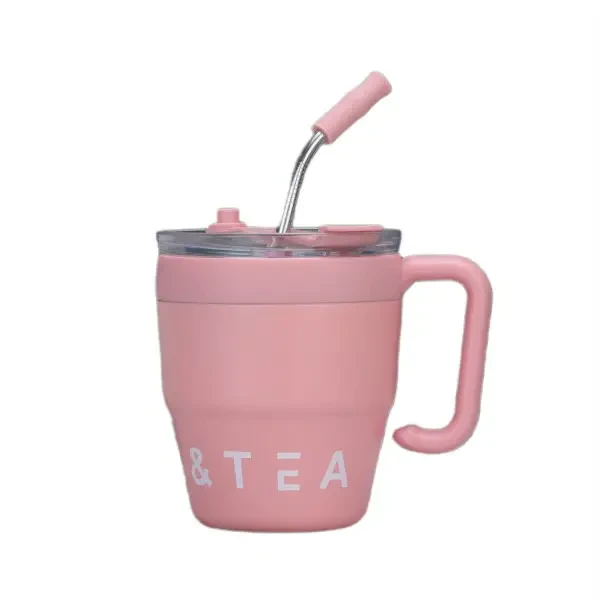 Термочашка Yiwu Coffee & Tea HP-14-23P 480 мл з трубочкою і подвійним відкриванням, рожева