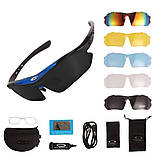 Захисні сонцезахисні окуляри з поляризацією чорні із синім 5 лінз oakley One size+.solve, фото 8