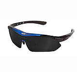 Захисні сонцезахисні окуляри з поляризацією чорні із синім 5 лінз oakley One size+.solve, фото 9