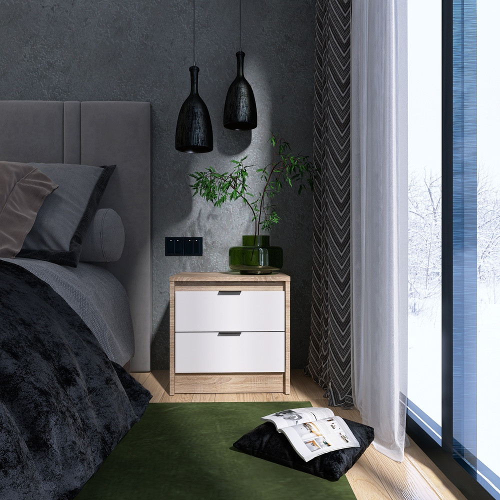 Тумба приліжкова Еверест Сіті-450 45,2х38х44,2 см Дуб сонома/Білий (DTM-071090)