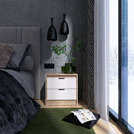 Тумба приліжкова Еверест Сіті-450 45,2х38х44,2 см Дуб сонома/Білий (DTM-071090), фото 1