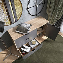 Комод із дверима та 3-ма шухлядами Еверест Сіті-1150 115,2х38х74,6 Дуб сонома/Графіт (DTM-071099), фото 5