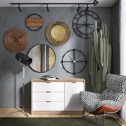 Комод із дверима та 3-ма шухлядами Еверест Сіті-1150 115,2х38х74,6 Дуб сонома/Білий (DTM-071100), фото 1