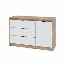 Комод із дверима та 3-ма шухлядами Еверест Сіті-1150 115,2х38х74,6 Дуб сонома/Білий (DTM-071100), фото 3