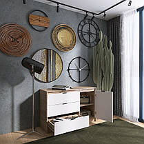 Комод із дверима та 3-ма шухлядами Еверест Сіті-1150 115,2х38х74,6 Дуб сонома/Білий (DTM-071100), фото 4