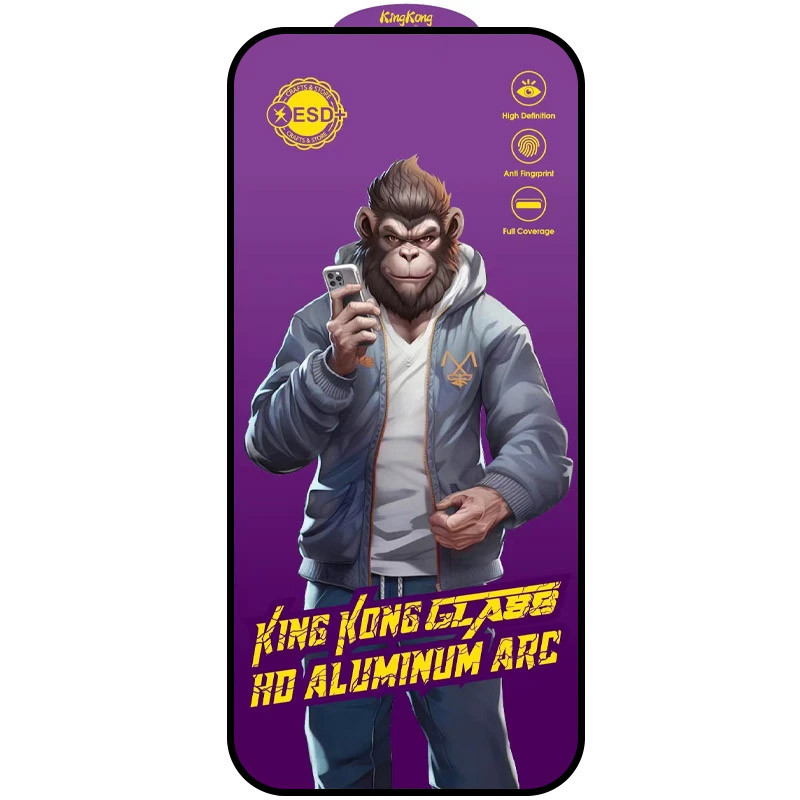 Захисне скло 5D Anti-static Purple (тех.пак) для Apple iPhone 15 Pro Max (6.7") Чорний