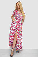 Жіночий Сарафан Рожевий З Принтом Короткими Рукавами На Зав'язках Літня Сукня Adver