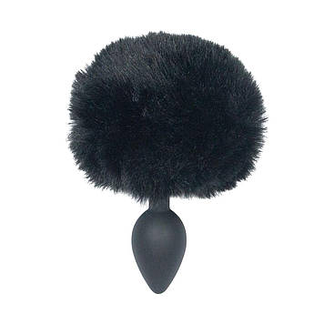 Анальна пробка з хвостом Punishment — Bunny Tail Silicone Anal Plug — Black Bomba💣