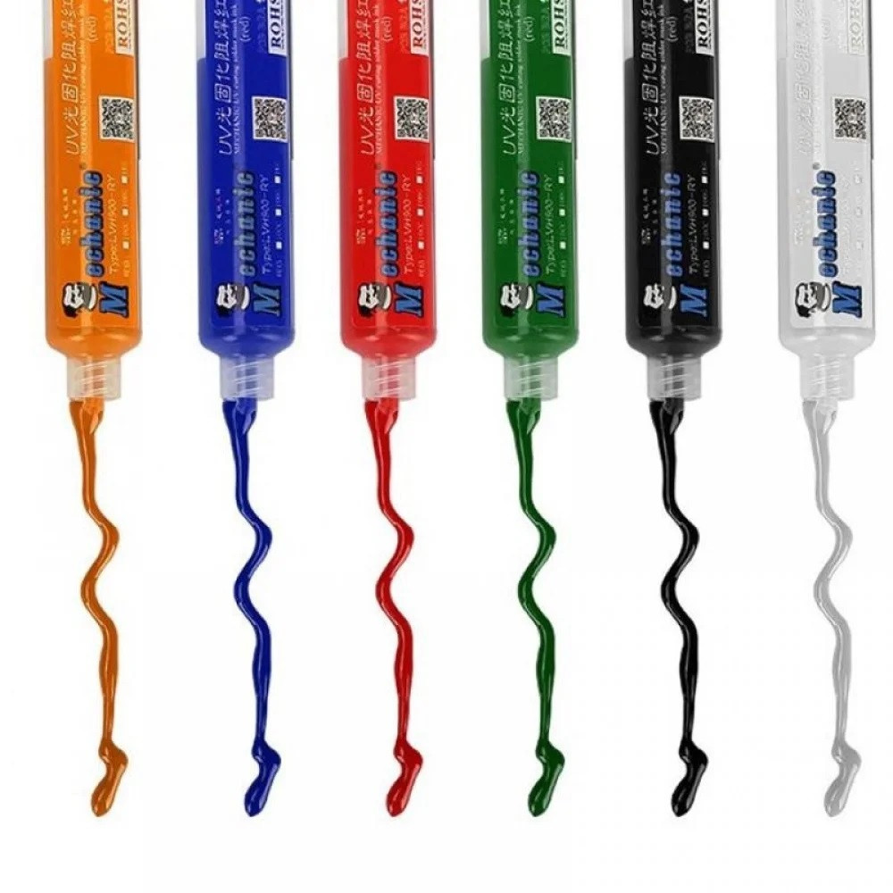 Паяльна маска Mechanic UVH900-RY, червона, 10 мл, ультрафіолетова, для пайки