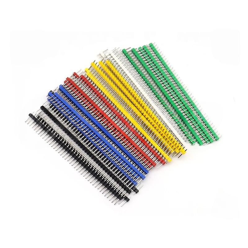 Набір конекторів 2.54мм, 30 шт, 40 PIN, одинарні, кольорові піни для Arduino, макетних плат