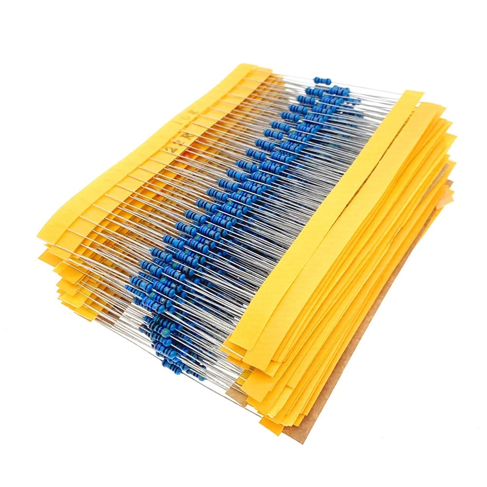 Резистори 1/4W 1%, набір 300 шт, 30 значень, металоплівкові опори 10Ω–1МΩ для Arduino, пайки, DIY