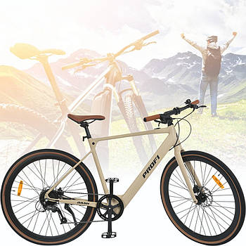 Електровелосипед на 250 Вт з 28 дюймовими колесами та алюмінієвою 20" рамі PROFI MEB 700C DASH-3 Бежево-матовий
