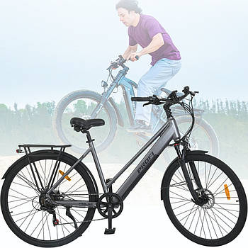 Електровелосипед на 250 Вт з алюмінієвою 19" рамою та 28 дюймовими колесами PROFI MEB 700C PULSE-2 Сіро-матовий