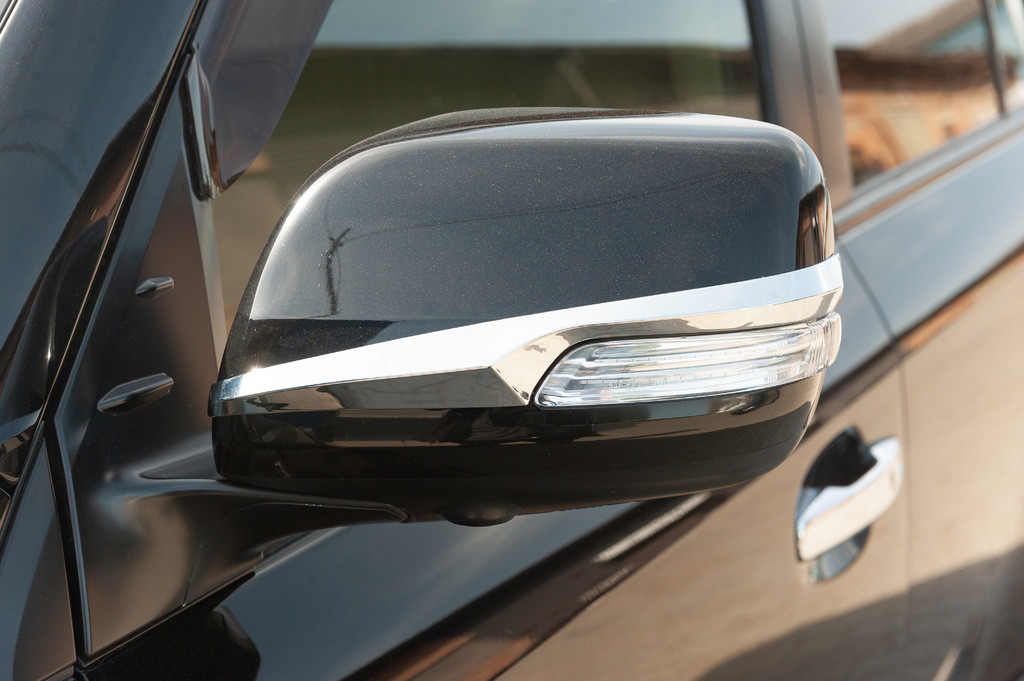 Смужки на дзеркала (2 шт, хром) для Toyota Land Cruiser Prado 150 2009-2023 рр, фото 1