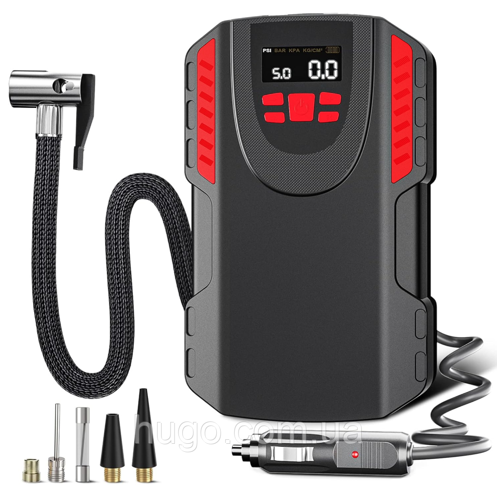 Автокомпресор 12В з ліхтарем для прикурювача / Автомобільний компресор для підкачування шин, фото 1