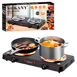 Настільна електроплита Sokany SK-5110: 2 конфорки, 2000 Вт / Плита настільна