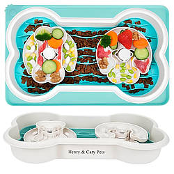 Миска для повільного годування собак "Кістка" з килимком, Henry & Cary / Собача миска