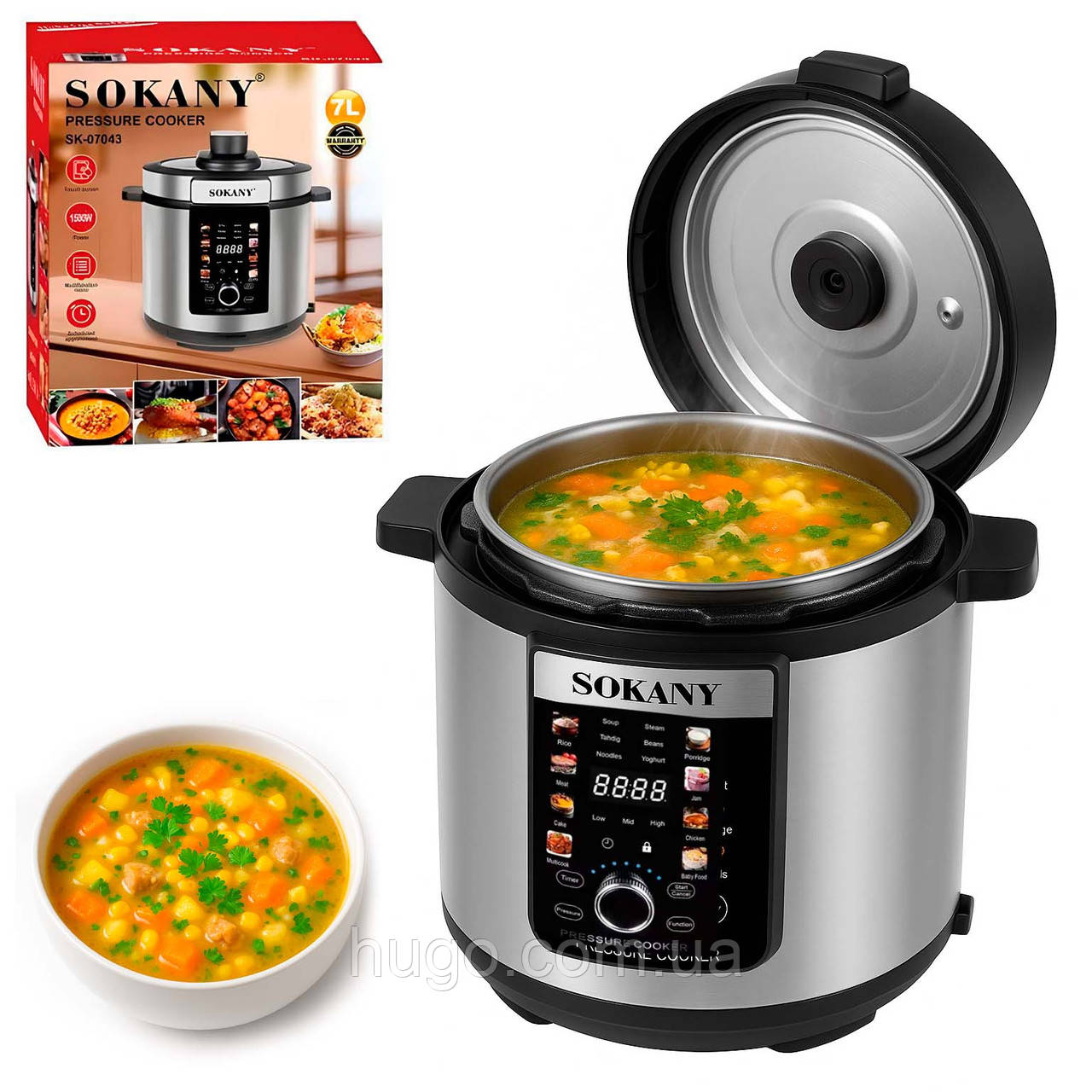 Мультиварка Sokany SK-07043 (7л, 1500Вт) / Скороварка / Пароварка, фото 1