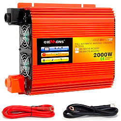 Перетворювач напруги 12-220В 2000Вт / Інвертор чистий синус / Автоінвертор