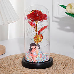 Роза в колбі "Мама і дочка" / Вічна троянда / Подарунок на день матері