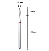 Фреза алмазна Staleks полум'я червона 2,1/8 мм для манікюру та педикюру 1 шт.