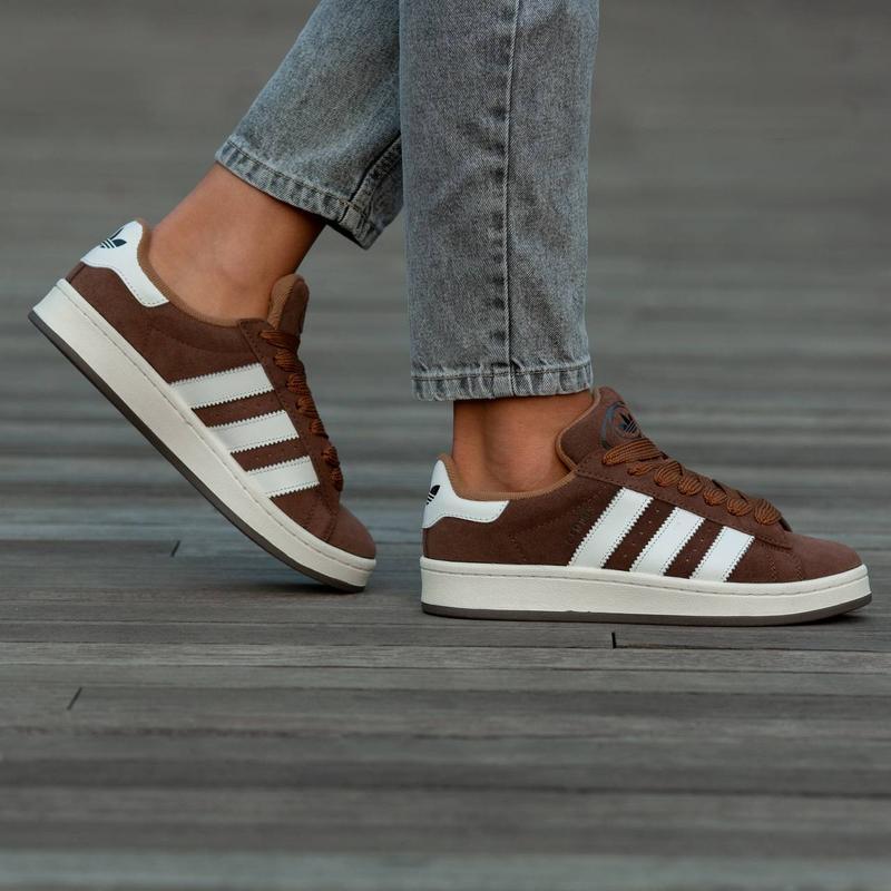Жіночі замшеві кросівки Adidas Campus Brown — весна/літо, фото 1