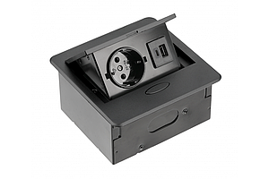 Подовжувач GTV AVARO 3500W SCHUKO + USB + TYPE-C 1 шт. дріт 1,5 м IP20 Чорний