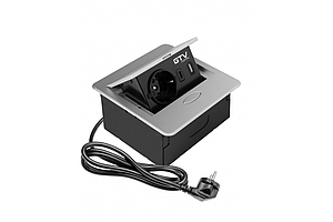 Подовжувач GTV AVARO 3500W SCHUKO + USB + TYPE-C 1 шт. дріт 1,5 м IP20 Алюміній