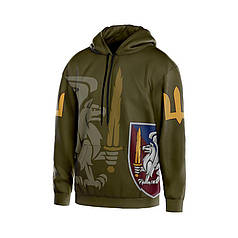 Худі чоловіче з принтом «81-ша окрема аеромобільна бригада. Грифон Сили» хакі