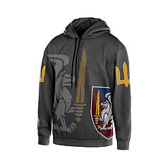 Худі чоловіче з принтом «81-ша окрема аеромобільна бригада. Грифон Сили» сірий