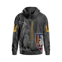 Худі чоловіче з принтом «81-ша окрема аеромобільна бригада. Грифон Сили» сірий, фото 2