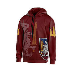 Худі чоловіче з принтом «81-ша окрема аеромобільна бригада. Грифон Сили» бордовий