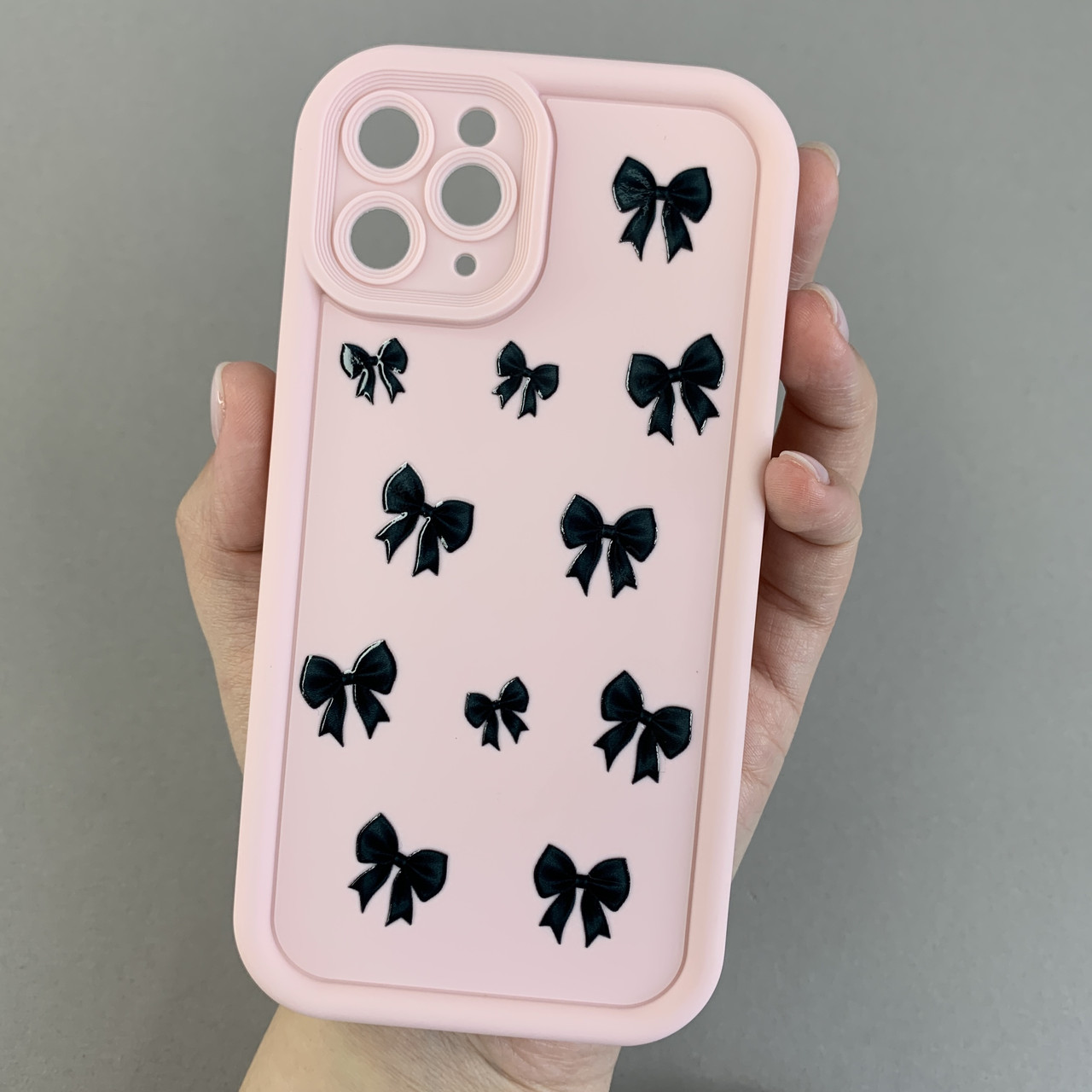 Чохол для Apple iPhone 11 Pro чохол з високими бортами з бантиками на телефон айфон 11 про рожевий q05t