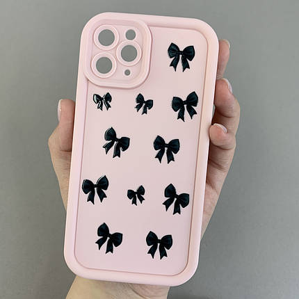 Чохол для Apple iPhone 11 Pro чохол з високими бортами з бантиками на телефон айфон 11 про рожевий q05t, фото 1