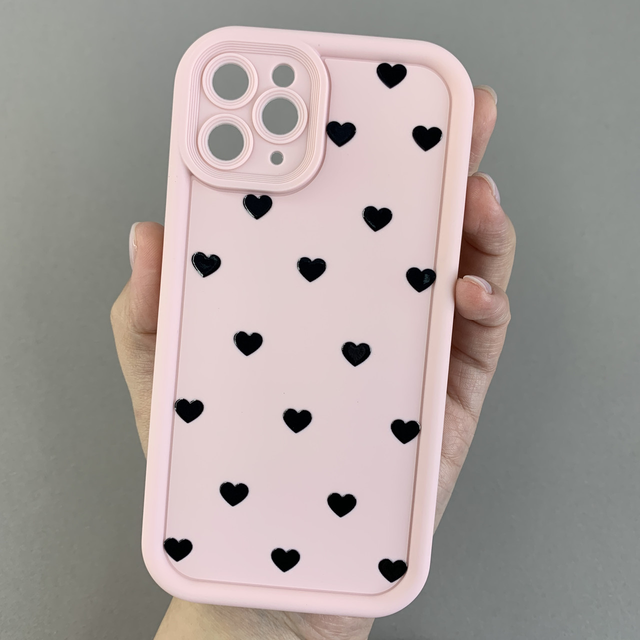 Чохол для Apple iPhone 11 Pro чохол з високими бортами з сердечками на телефон айфон 11 про рожевий q06e