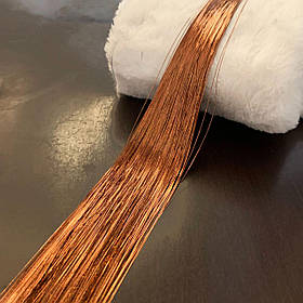 Блискучі нитки 120 см для волосся мідний голографік