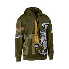Худі чоловіче з принтом «81-ша окрема аеромобільна бригада. Захист і міць» хакі
