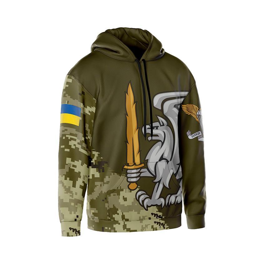 Худі чоловіче з принтом «81-ша окрема аеромобільна бригада. Сталевий грифон» принт 2