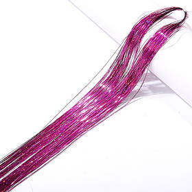 Блискучі нитки 120 см для волосся фуксія голографік