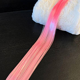 Блискучі нитки 120 см для волосся рожевий
