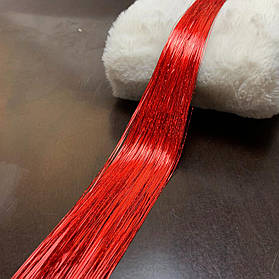 Блискучі нитки 120 см для волосся червоний