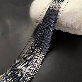 Блискучі нитки 120 см для волосся чорний голографік